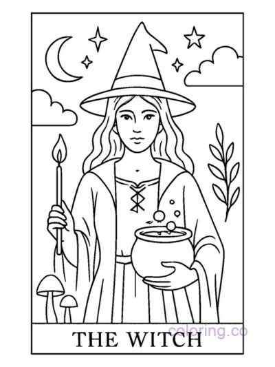 Tarot Witch Coloring Page