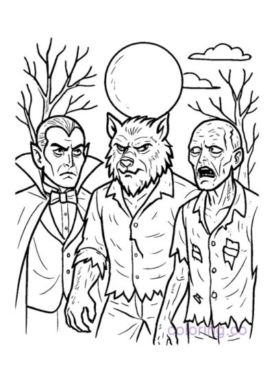 Classic Monsters Coloring Page