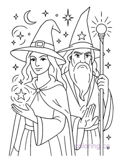 Magical Duo Tarot Card Coloring Page