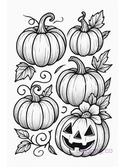 Tattoo Flash Style Pumpkin Coloring Page