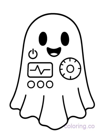 Techy Ghost Coloring Page for Preschool Fun
