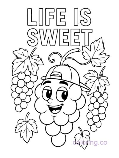 Fun Teen Grape Coloring Page
