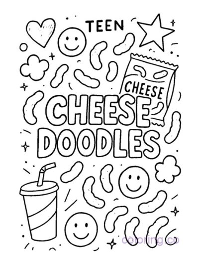 Fun Teen Cheese Doodles Coloring Page