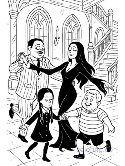Addams Family Dance Party Coloring Page