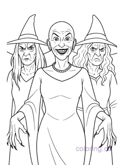 Enchanting Witches Coloring Page