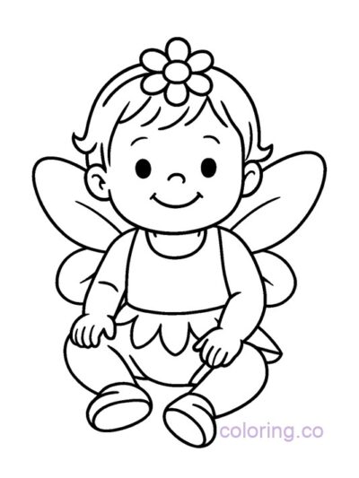 Cute Toddler Fairy Coloring Page