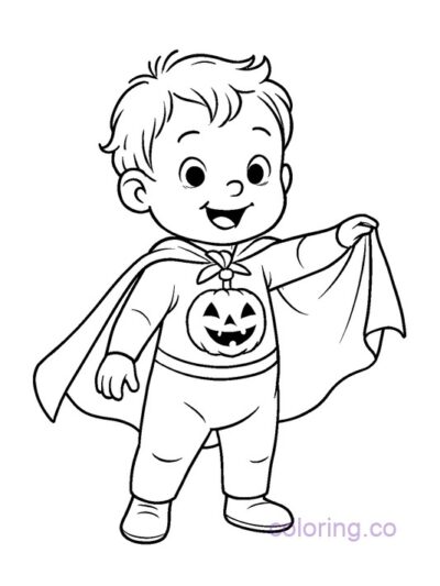 Halloween Superhero Toddler Coloring Page