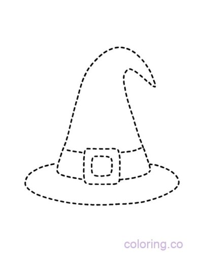 Trace the Witch Hat Coloring Page