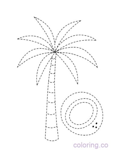 Tracing Coconut Coloring Page for Preschool Fun