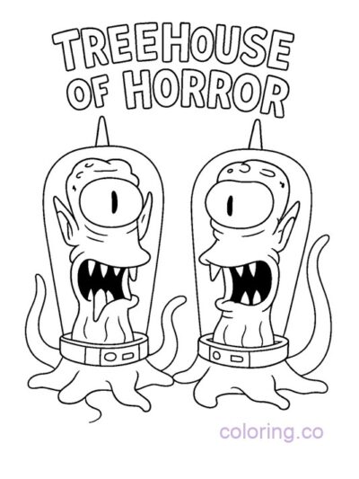 Treehouse of Horror Alien Coloring Page