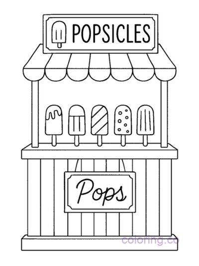 Fun Popsicle Stand Coloring Page for Kids