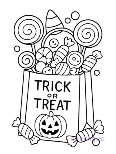 Trick-or-Treat Candy Bag Coloring Page