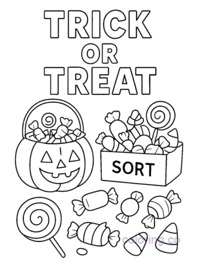 halloween candy coloring page