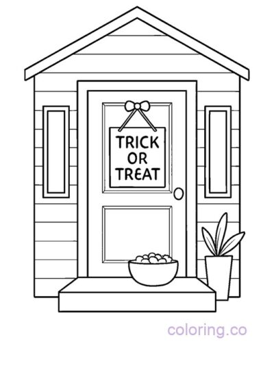 Trick-or-Treat Door Coloring Page