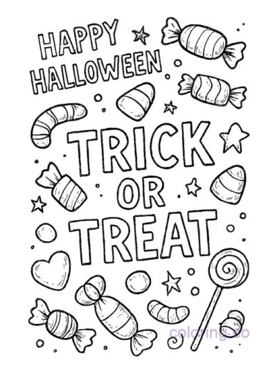 Halloween Trick-or-Treat Coloring Page