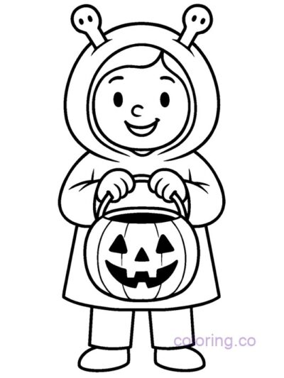 Cute Trick-or-Treater Coloring Page