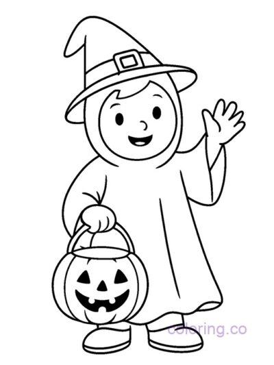 Halloween Trick-or-Treater Coloring Page
