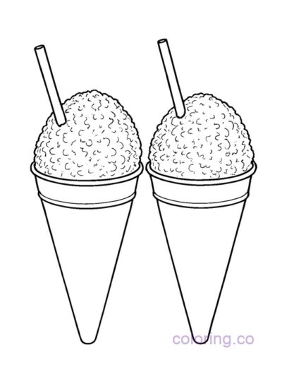 Realistic Snow Cones Coloring Page for Kids
