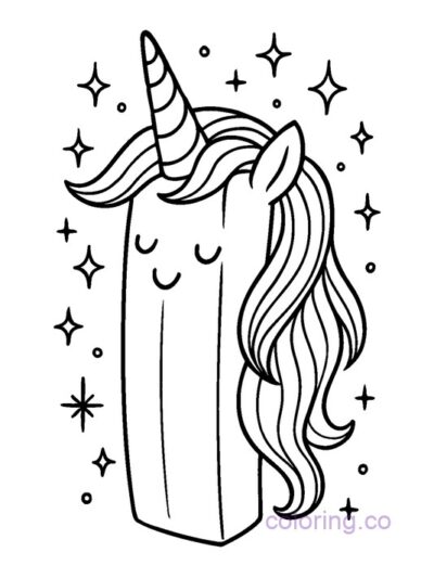 Magical Unicorn French Fry Coloring Page for Kids