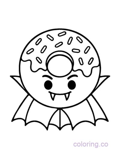 Adorable Vampire Donut Coloring Page