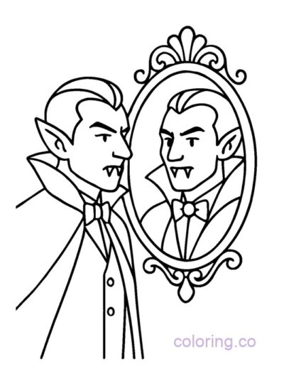 Vampire Mirror Reflection Coloring Page