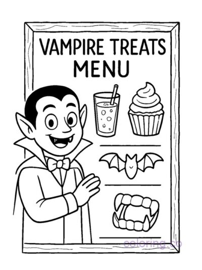 Fun Vampire Treats Menu Coloring Page