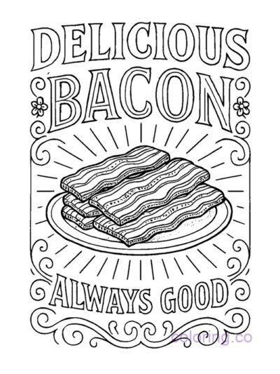 Vintage Bacon Poster Coloring Page