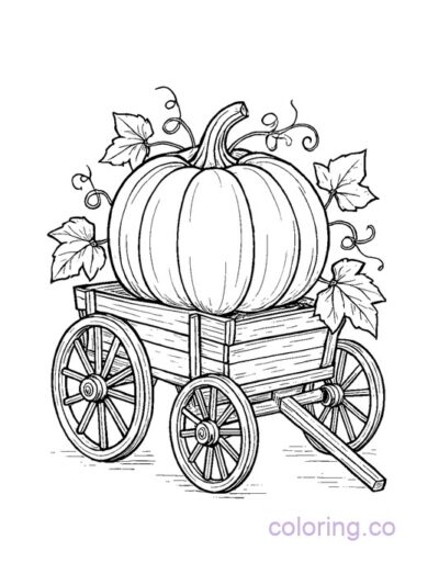 Vintage Pumpkin Wagon Coloring Page