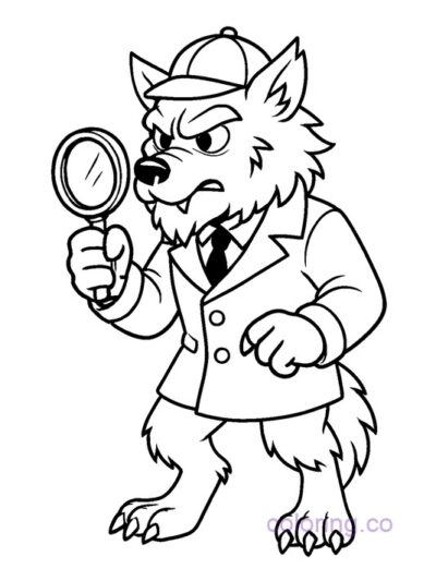 Werewolf Detective Coloring Page
