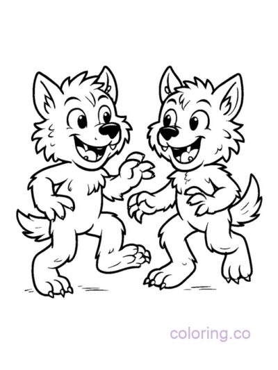 Werewolf Twins Coloring Page