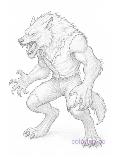 Intricate Werewolf Coloring Page
