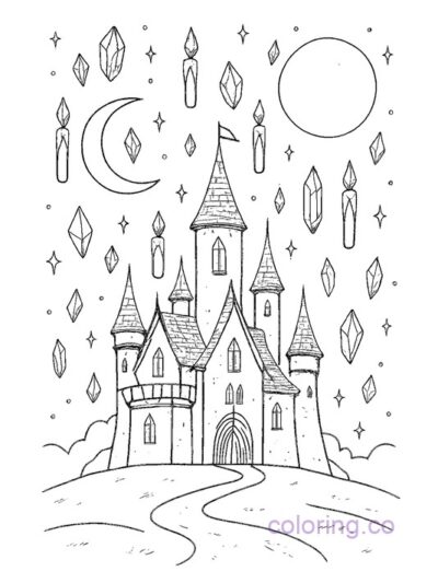 Enchanting Witch Castle Coloring Page