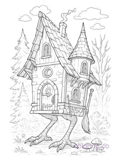 Enchanted Witch House Coloring Page