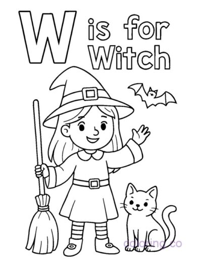 Witch School ABCs Coloring Page