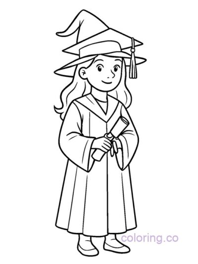 Witch School Graduation Coloring Page