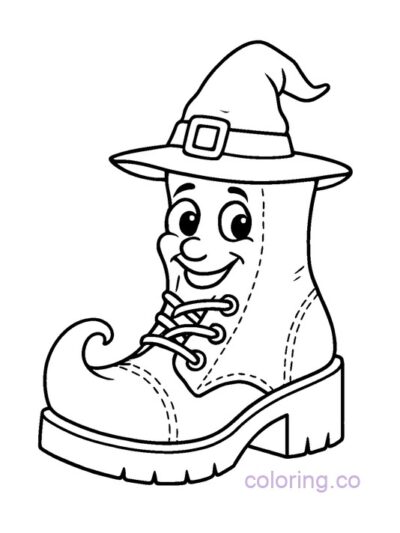 Witch Shoe with Face Coloring Page