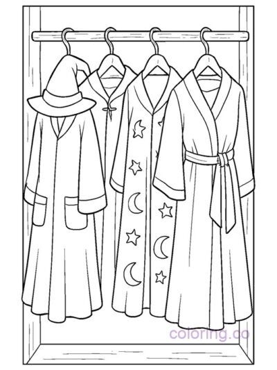 Magical Wizard Robe Closet Coloring Page