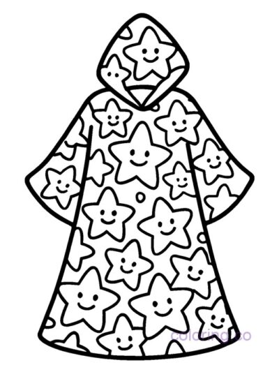Wizard Robe with Smiley Stars Coloring Page