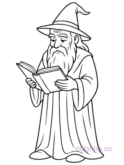 Wizard in Robes Coloring Page