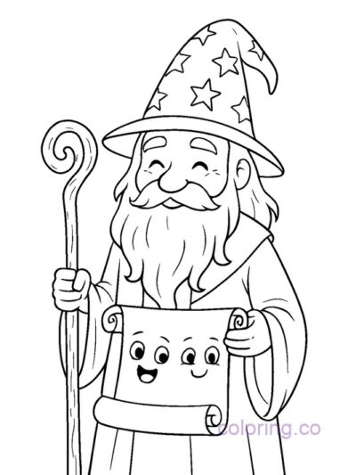 Enchanting Wizard Coloring Page