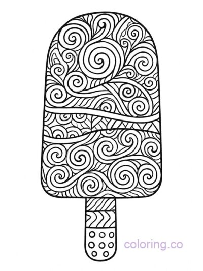 Intricate Zentangle Popsicle Coloring Page for Adults