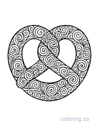 Intricate Zentangle Pretzel Coloring Page for Adults