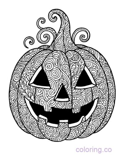 Zentangle Jack-o-Lantern Coloring Page