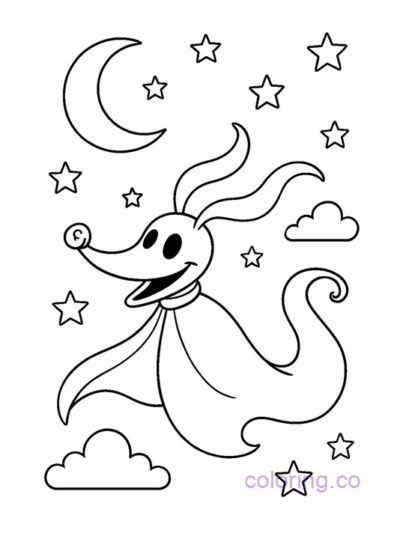 Cute Ghost Dog Coloring Page