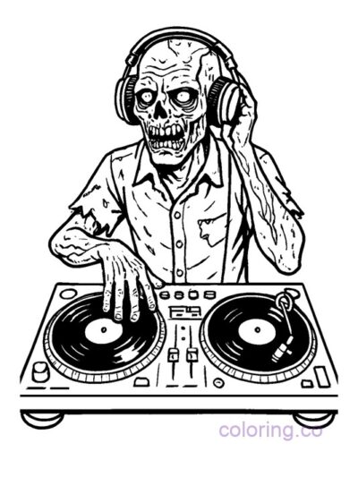 Zombie DJ Booth Coloring Page