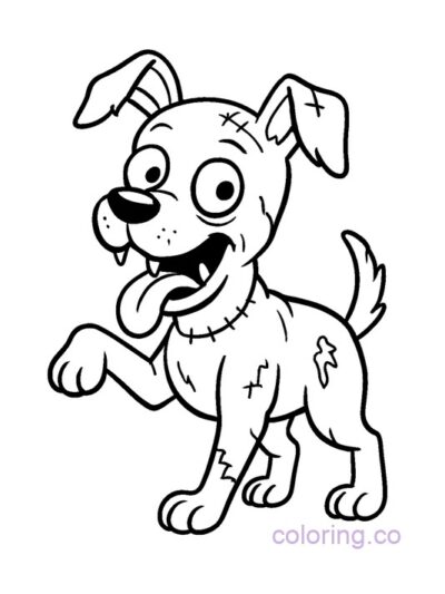 Fun Zombie Pet Dog Coloring Page