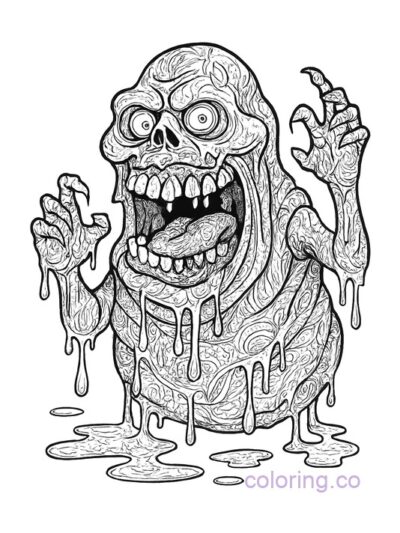 Intricate Zombie Slimer Ghostbusters Coloring Page