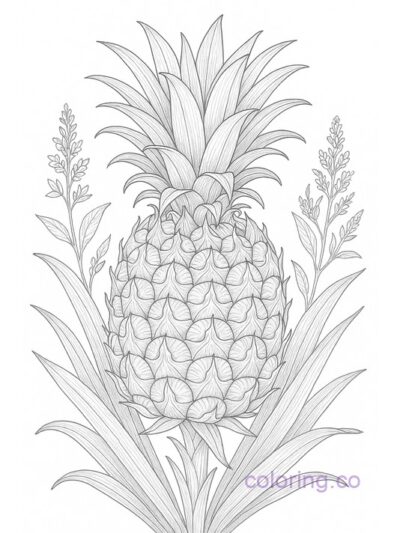 Advanced Botanical Pineapple Coloring Page