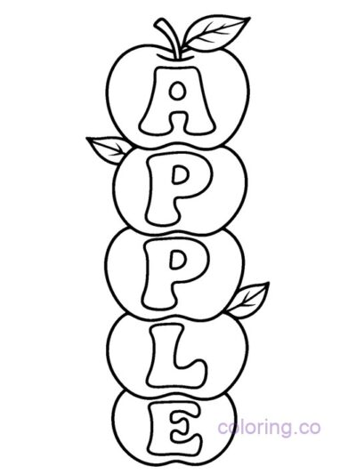 Fun Apple Word Art Coloring Page