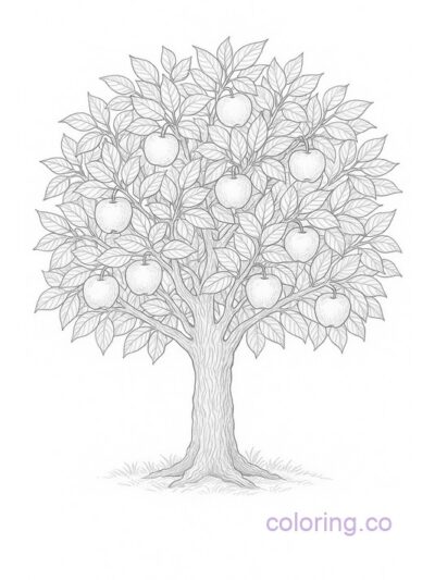 Advanced Apple Tree Coloring Page